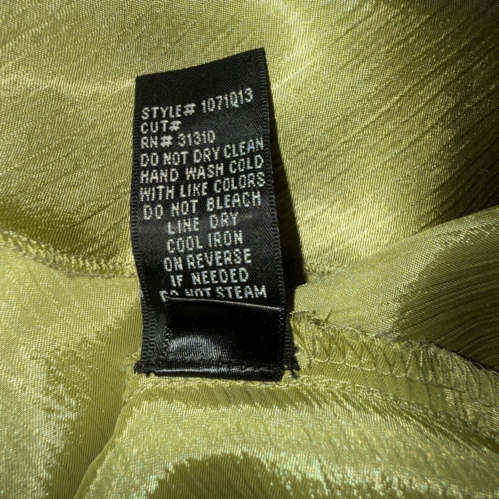 Y2K Babydoll BCX Metallic Satin Chain Detail Camisole Olive Green L Milkmaid - Picture 8 of 13